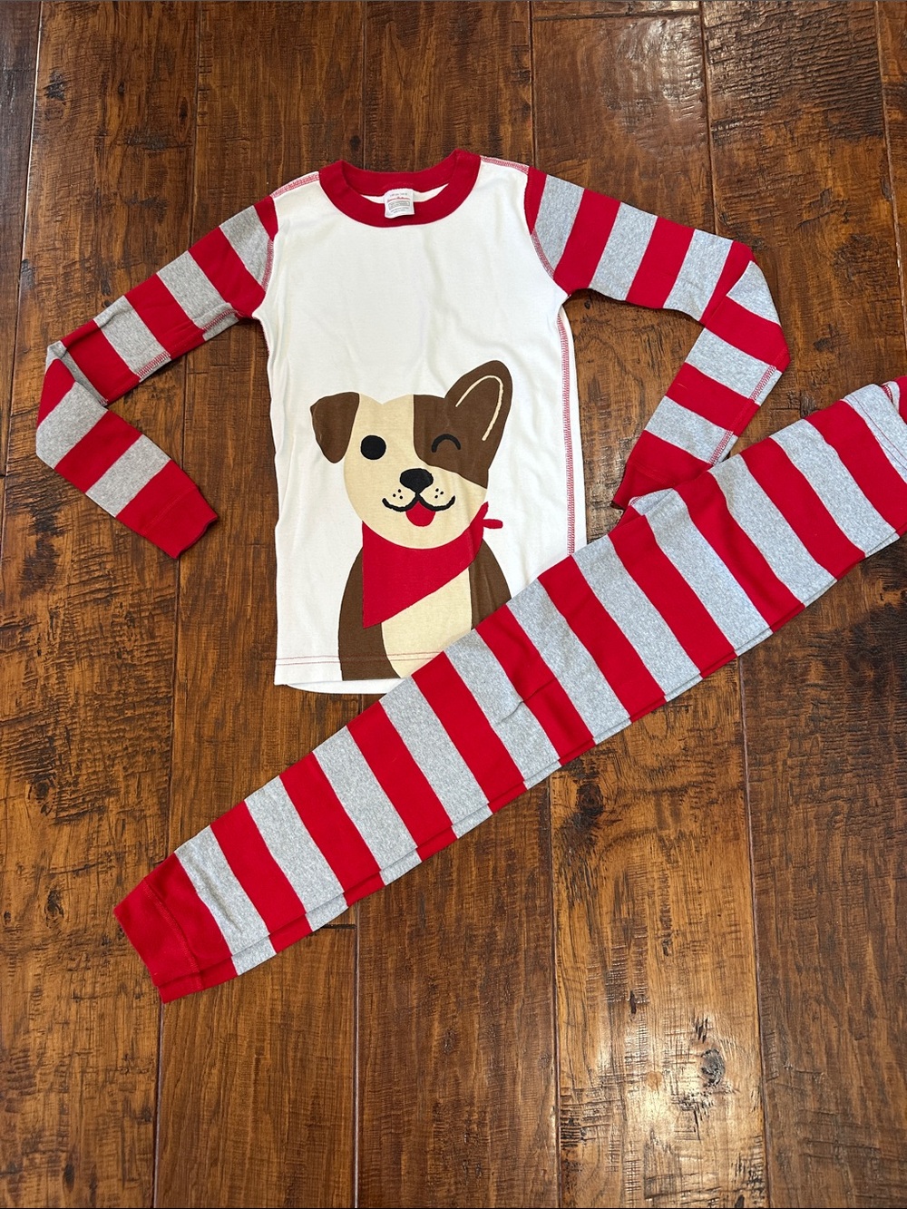 Hanna Andersson Dog Striped Pajamas Set - Size 140 / 10 EUC Unisex